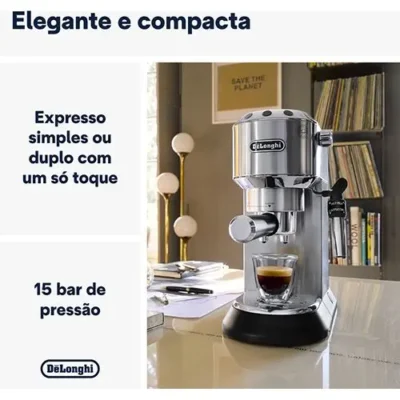 Máquina de café manual delonghi dedica style ec685.m metal